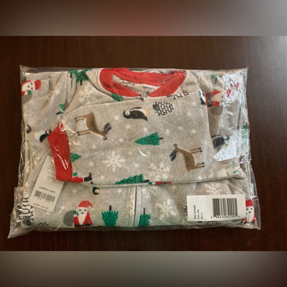 Carters one piece sleeper Christmas pajamas size 6 NWT